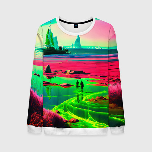 Мужской свитшот Кислотный мир / 3D-Белый – фото 1