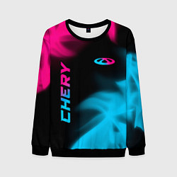 Свитшот мужской Chery - neon gradient: надпись, символ, цвет: 3D-черный