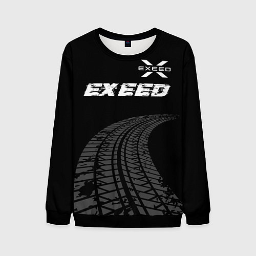 Мужской свитшот Exeed speed на темном фоне со следами шин: символ / 3D-Черный – фото 1