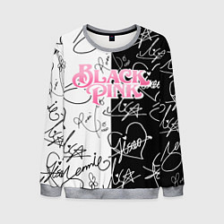 Свитшот мужской Blackpink - чб автографы, цвет: 3D-меланж
