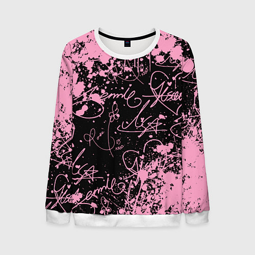 Мужской свитшот Блэкпинк - автографы / 3D-Белый – фото 1