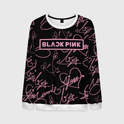 Свитшот мужской Блэкпинк - розовые автографы, цвет: 3D-белый