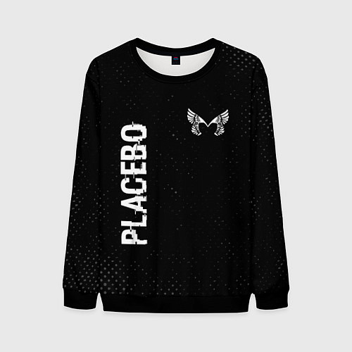 Мужской свитшот Placebo glitch на темном фоне: надпись, символ / 3D-Черный – фото 1