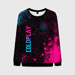 Свитшот мужской Coldplay - neon gradient: надпись, символ, цвет: 3D-черный