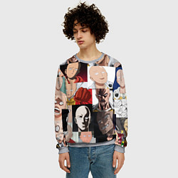 Свитшот мужской Saitama - many faces, цвет: 3D-меланж — фото 2