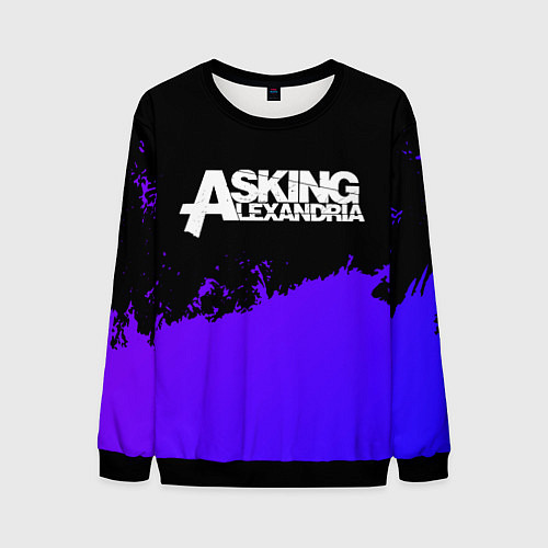 Мужской свитшот Asking Alexandria purple grunge / 3D-Черный – фото 1