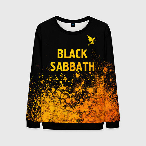 Мужской свитшот Black Sabbath - gold gradient: символ сверху / 3D-Черный – фото 1
