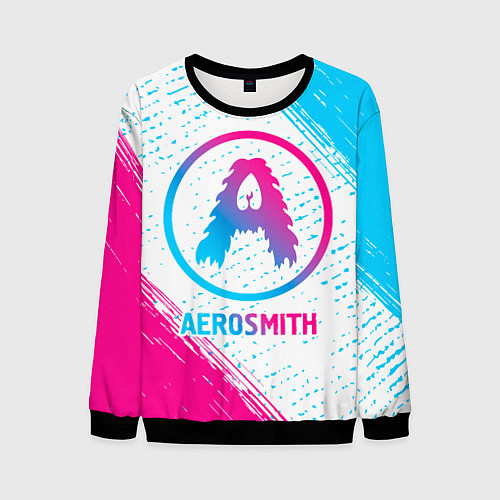 Мужской свитшот Aerosmith neon gradient style / 3D-Черный – фото 1