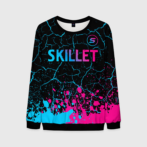 Мужской свитшот Skillet - neon gradient: символ сверху / 3D-Черный – фото 1