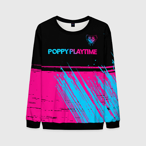 Мужской свитшот Poppy Playtime - neon gradient: символ сверху / 3D-Черный – фото 1