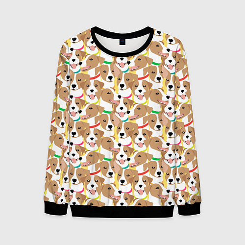 Мужской свитшот Джек рассел терьер в разноцветных ошейниках / 3D-Черный – фото 1