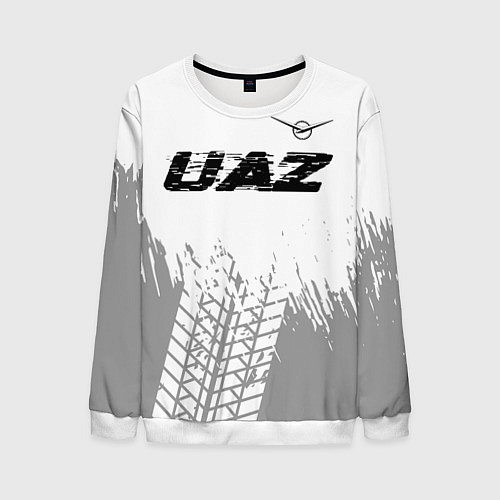 Мужской свитшот UAZ speed на светлом фоне со следами шин: символ с / 3D-Белый – фото 1
