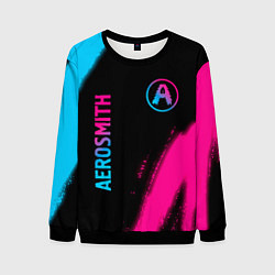 Свитшот мужской Aerosmith - neon gradient: надпись, символ, цвет: 3D-черный