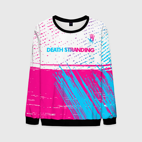 Мужской свитшот Death Stranding neon gradient style: символ сверху / 3D-Черный – фото 1