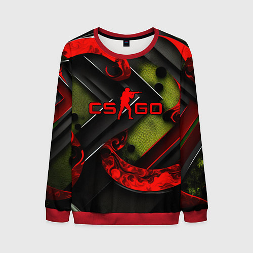 Мужской свитшот CS GO abstract green red / 3D-Красный – фото 1