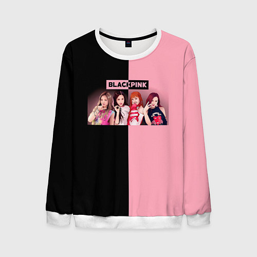 Мужской свитшот Черно-розовый градиент Black Pink / 3D-Белый – фото 1