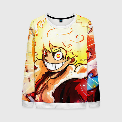 Мужской свитшот Луффи 5 гир бог Ника - One Piece / 3D-Белый – фото 1