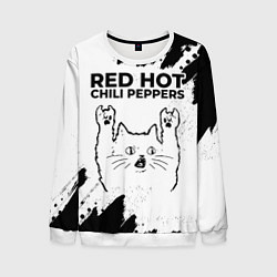 Мужской свитшот Red Hot Chili Peppers рок кот на светлом фоне