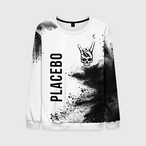 Мужской свитшот Placebo и рок символ на светлом фоне / 3D-Белый – фото 1