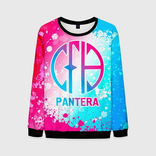 Мужской свитшот Pantera neon gradient style / 3D-Черный – фото 1