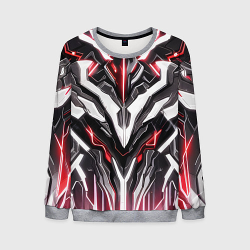 Мужской свитшот Неоновая кибер броня красная / 3D-Меланж – фото 1