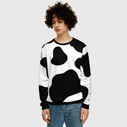 Свитшот мужской Принт - пятна коровы, цвет: 3D-черный — фото 2
