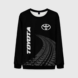 Свитшот мужской Toyota speed на темном фоне со следами шин: надпис, цвет: 3D-черный