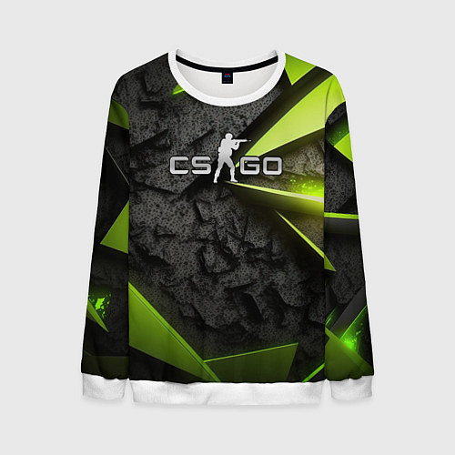 Мужской свитшот CS GO green black abstract / 3D-Белый – фото 1