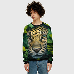 Свитшот мужской Леопард в листьях, цвет: 3D-черный — фото 2