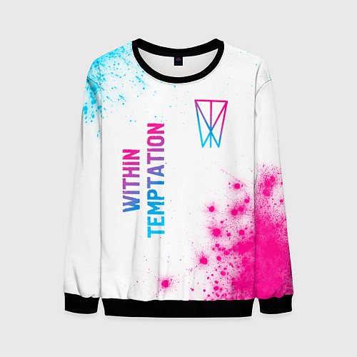 Мужской свитшот Within Temptation neon gradient style: надпись, си / 3D-Черный – фото 1