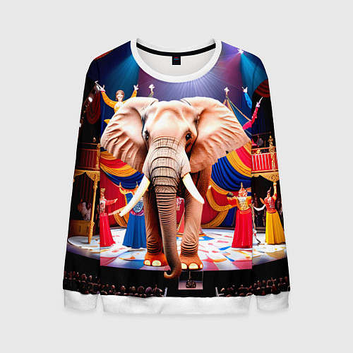 Мужской свитшот Слон с цирке / 3D-Белый – фото 1