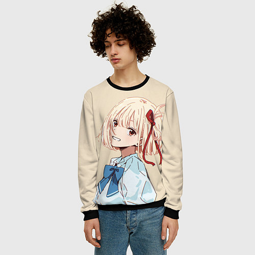 Мужской свитшот Chisato Nishikigi - Lycoris Recoil / 3D-Черный – фото 3