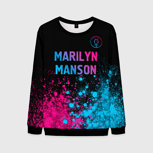 Мужской свитшот Marilyn Manson - neon gradient: символ сверху / 3D-Черный – фото 1