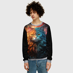 Свитшот мужской Сердитый котик, цвет: 3D-меланж — фото 2