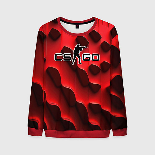 Мужской свитшот CS GO black red abstract / 3D-Красный – фото 1