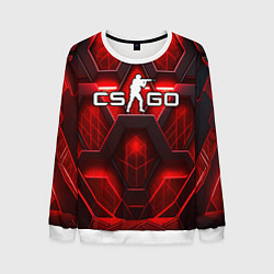 Свитшот мужской CS GO red space abstract, цвет: 3D-белый