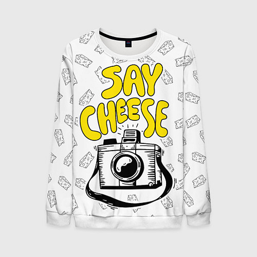 Мужской свитшот Say cheese / 3D-Белый – фото 1