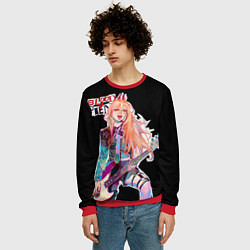 Свитшот мужской Пауэр с гитарой - Человек бензопила, цвет: 3D-красный — фото 2