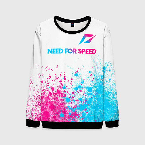 Мужской свитшот Need for Speed neon gradient style: символ сверху / 3D-Черный – фото 1