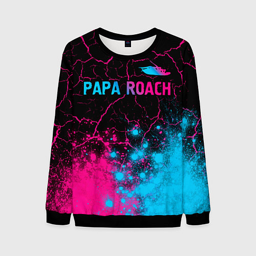 Мужской свитшот Papa Roach - neon gradient: символ сверху / 3D-Черный – фото 1