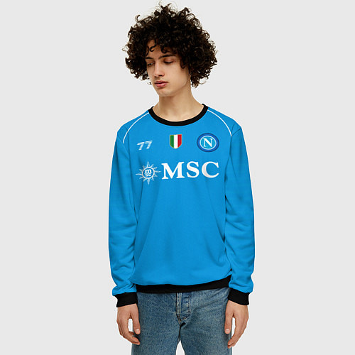 Мужской свитшот Хвича Кварацхелия Наполи форма 2324 домашняя / 3D-Черный – фото 3