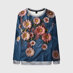 Мужской свитшот Хризантемы на джинсе