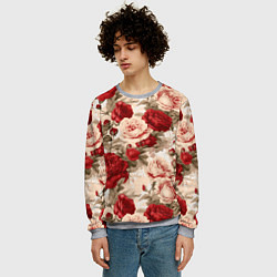 Свитшот мужской Розы паттерн, цвет: 3D-меланж — фото 2