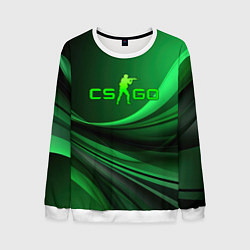 Свитшот мужской CS GO green abstract, цвет: 3D-белый