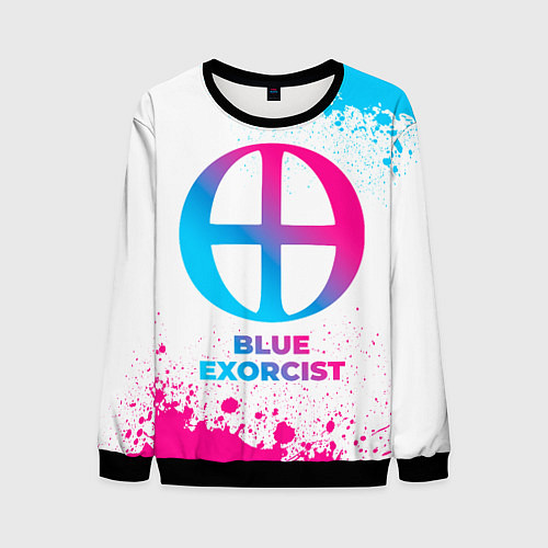 Мужской свитшот Blue Exorcist neon gradient style / 3D-Черный – фото 1