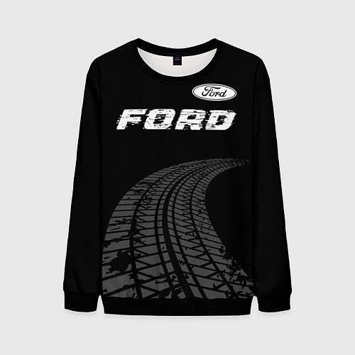 Мужской свитшот Ford speed на темном фоне со следами шин: символ с / 3D-Черный – фото 1