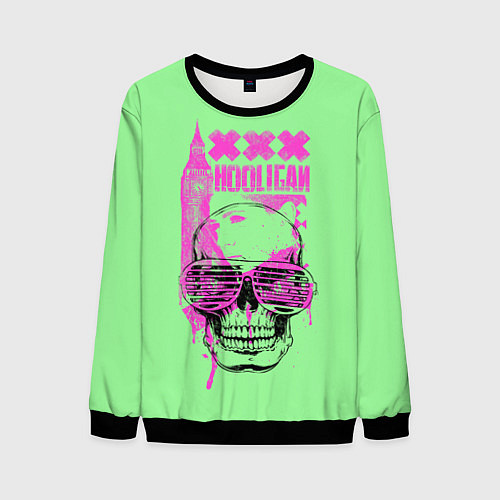 Мужской свитшот Hooligan - skull / 3D-Черный – фото 1