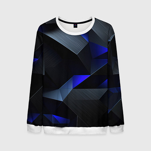 Мужской свитшот Black blue abstract / 3D-Белый – фото 1