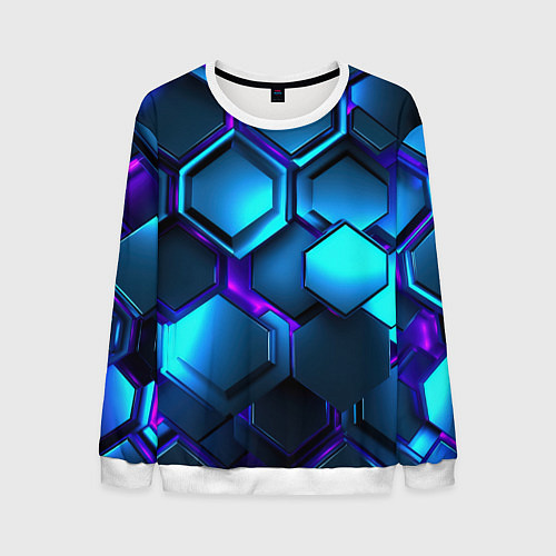 Мужской свитшот Объемные неоновые плиты / 3D-Белый – фото 1