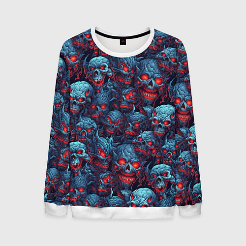 Мужской свитшот Monster skulls pattern / 3D-Белый – фото 1